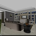 Modern Dining and Living Room Interior With Dining Table Green White Chairs Chandelier And Artwork