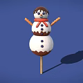 Snowman Shaped Dessert With White Marshmallow Body Chocolate Hat And Biscuit Arms