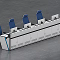 Modern Monitoring Room Setup With Multiple Control Desks And Blue Chairs
