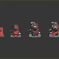 Red Military Vehicle Toy Models With Four Different Sizes And Detailed Design