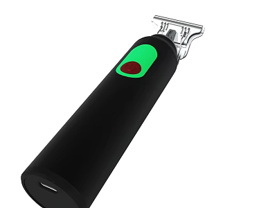 Black Electric Shaver With Green Button And Stainless Steel Shaving Head 3d model