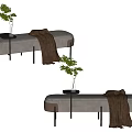 Modern Sofa Stool Fabric Sofa Stool Bed End Stool Fabric Chaffee Plant Vase Ornaments 3d model