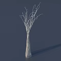 Elegant Modern Silver Vase With White Decorative Branches Ornamental Decor Set 3d model