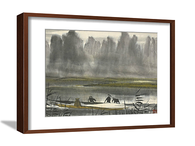 New Chinese Landscape Painting Yellow Restaurant Landscape Decorative Painting model