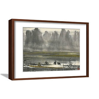 New Chinese Landscape Painting Yellow Restaurant Landscape Decorative Painting 3d model