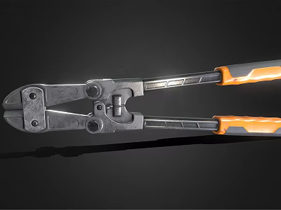 Professional Metal Pliers With Orange And Gray Handles For Heavy Duty Work 3d model