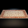 Classic Square Rug With Intricate Traditional Pattern Cream Background And Red Border 3d model