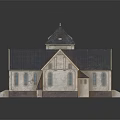 Ancient Historic Building Featuring Tower Arched Windows Stone Steps And Tiled Roof 3d model