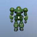 Green Mecha Robot Character In Game And Movie With Rounded Shoulders And Red Eye