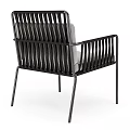 Modern Leisure Chair With Black Metal Frame Woven Back And Comfortable Fabric Cushion