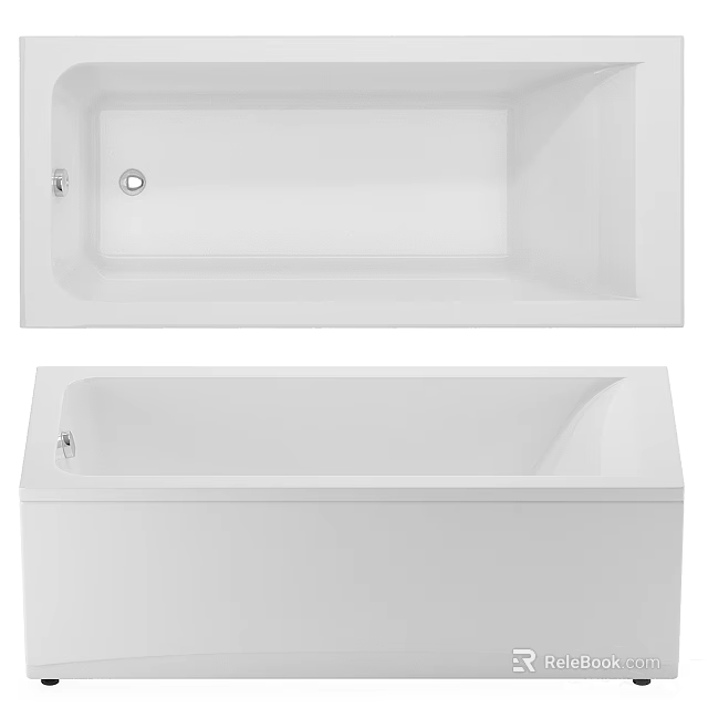 Modern White Bathtub Interior Design With Smooth Surface And Clean Lines 3d model