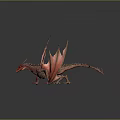 Red Scaly Mythical Dragon Game Movie Character With Large Detailed Wings