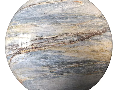Spherical Component With Natural Marble Texture And Blue Gray Yellow Tones 3d model