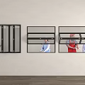Wall Mounted Display Cases With Three Sections Featuring Figures In Different Outfits 3d model