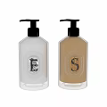 Hand Soap Dispensers White And Beige Pump Bottles With Emblem For Daily Washing Use