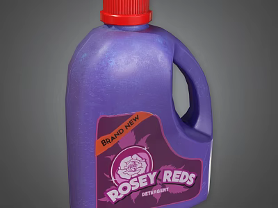 Brand New Rosey Reds Laundry Detergent In Purple Bottle With Red Cap And Rose Design 3d model