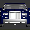 Blue Luxury Car 3D Model With Chrome Grille White Windows And Stylish Wheels