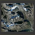 Highly Detailed 3D Terrain Model of Mountain Range Featuring Snow Capped Peaks and Valleys