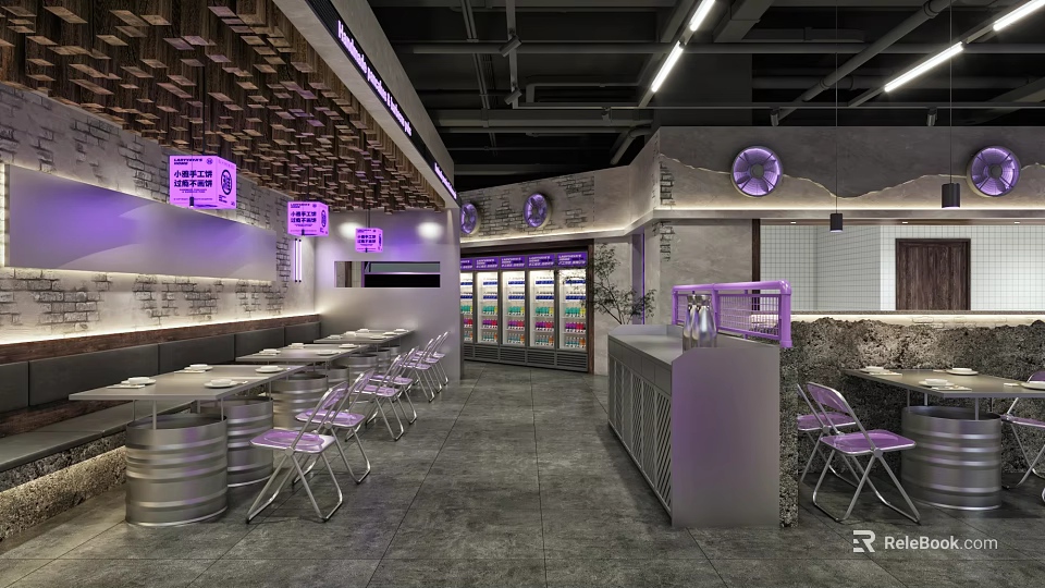 Elegant Modern Restaurant Kitchen Interior With Luxury Countertops And Stylish Cabinets 3d model 