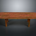 Rustic Long Wooden Table With Natural Wood Grain And Sturdy Legs