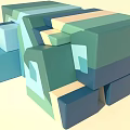 Abstract Sofa Collection With Geometric Shapes And Blue Green Tones In Modern Design
