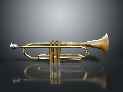 Golden Trumpet Shiny Musical Instrument For Daily Life Use 3d model