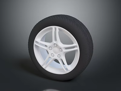 High Quality Car Parts Tire With White Spoke Wheel Rim Design 3d model