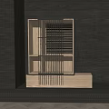 Modern Storage Shelf Featuring Wooden Frame Black Vertical Slats And Open Design For Interior