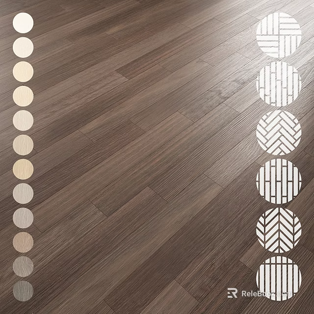 Wooden Flooring Design With Side Circular Decorative Elements And Various Textures 3d model
