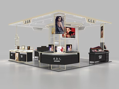 SELA Cosmetics Store Interior With Modern Counter Display And Brand Posters 3d model