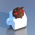 White Square Cup Topped with Chocolate Swirl and Red Cherries on Toothpicks