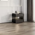 Modern Double Bed with Grey Headboard White Mattress Side Tables Bedside Lamp and Wall Art