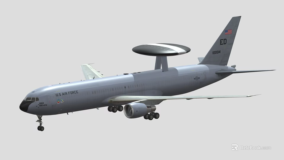 US Air Force Fighter Jet With Radar Dome Tail Number ED And American Flag Emblem 3d model 