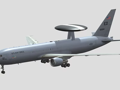 US Air Force Fighter Jet With Radar Dome Tail Number ED And American Flag Emblem 3d model