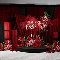 New Chinese Style Beautiful Chen Red Cloth Mantle Display Area 3d model