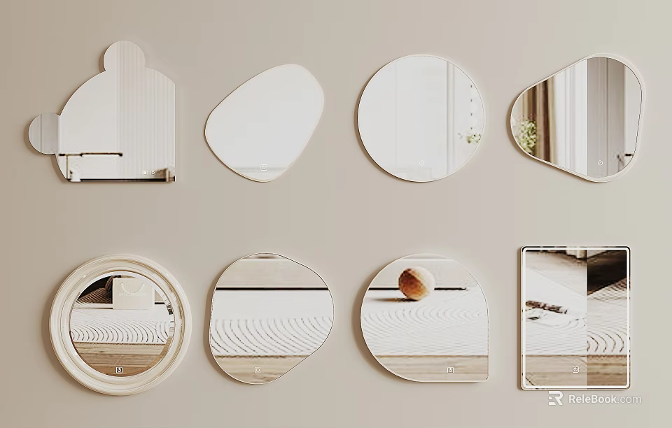 Modern Decorative Mirrors In Various Shapes For Home Wall Interior Decor 3d model 
