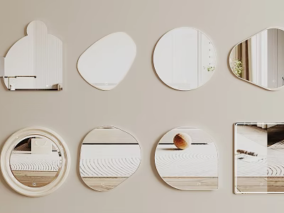 Modern Decorative Mirrors In Various Shapes For Home Wall Interior Decor 3d model