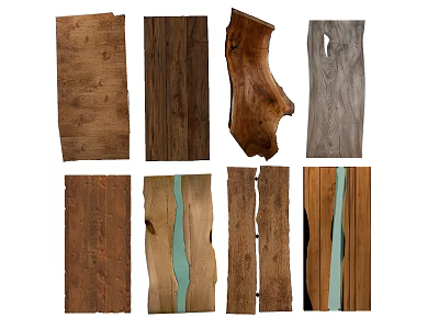 Natural Wood And Stone Planks With Distinctive Textures And Unique Patterns 3d model