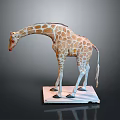 Detailed Standing Giraffe Sculpture With Brown White Patterned Coat On Square Base 3d model