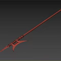 Ancient Polearm Weapon With Long Metal Shaft And Crescent Blade Design 3d model