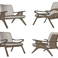 Modern Accent Chair With Wooden Frame White Cushion And Contemporary Structural Design