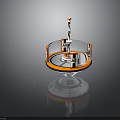 Miniature Circular Boxing Ring With Orange White Railings And Central Platform