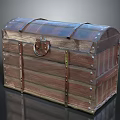 Vintage Wooden Chest With Metal Straps Rivets Decorative Lock And Wood Grain