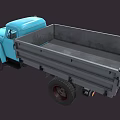 Vintage Blue Truck With Open Cargo Bed Single Cab And Large Tires