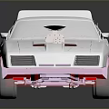 Silver And Red Muscle Car With Shiny Engine Hood Design And Reflective Wheels