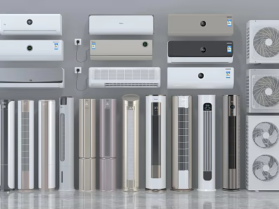 Assorted Air Conditioners and Fans with Modern Styles and Diverse Designs 3d model