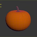 Fresh Orange Round Smooth Pumpkin with Green Stem on Gray Background and Reflection