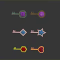 Decorative Metal Keys With Colored Gemstones In Various Shapes And Shiny Finish