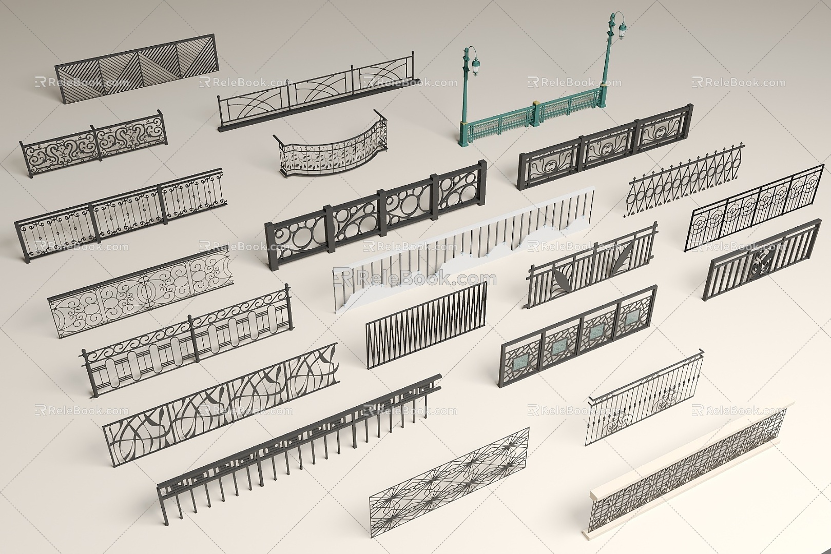 Modern Wrought Iron Railing Fence Handrail Balcony Guardrail Balcony Railing 3d model