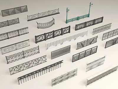Diverse Collection of Railing Designs Featuring Decorative Patterns Modern Styles And Metal Structures 3d model